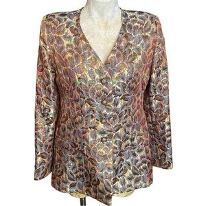 Patricia Rhodes Couture Jewel toned Floral Brocade Evening Jacket Blazet sz M